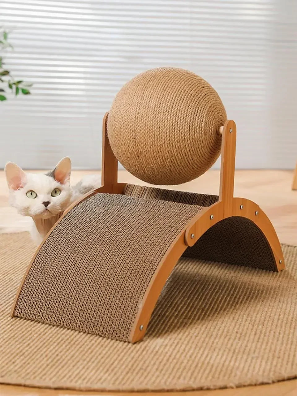Wooden Cat Scratcher with Sisal Ball & Board