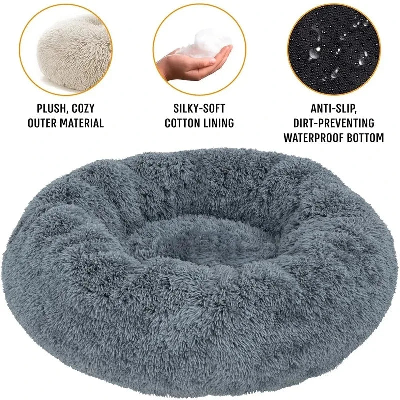 Winter Plush Round Dog & Cat Bed