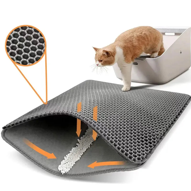 Waterproof Double-Layer Cat Litter Mat – Non-Slip, Easy-Clean Litter Trapping Pad for Cats