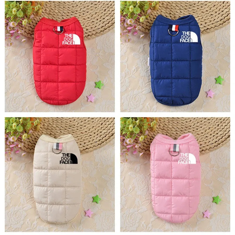 Designer Winter Dog Coat – Trendy Warm Pet Jacket with 3D Logo