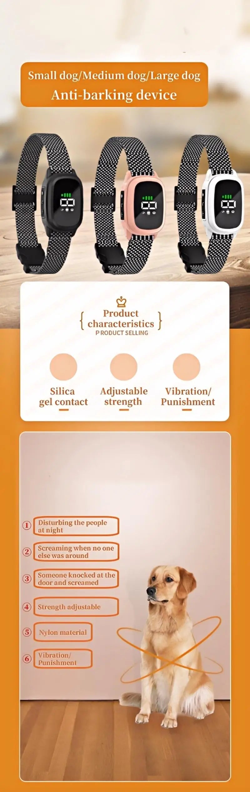 YHLC Automatic Anti-Bark Dog Collar, Rechargeable Electric Training Collar