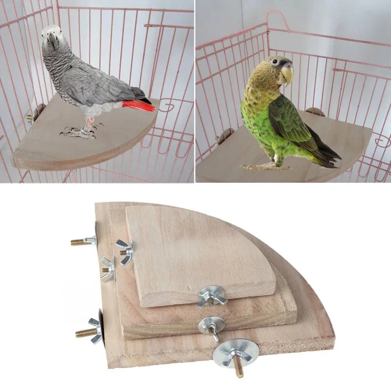 Fan-Shaped Wooden Perch Stand for Birds & Small Pets