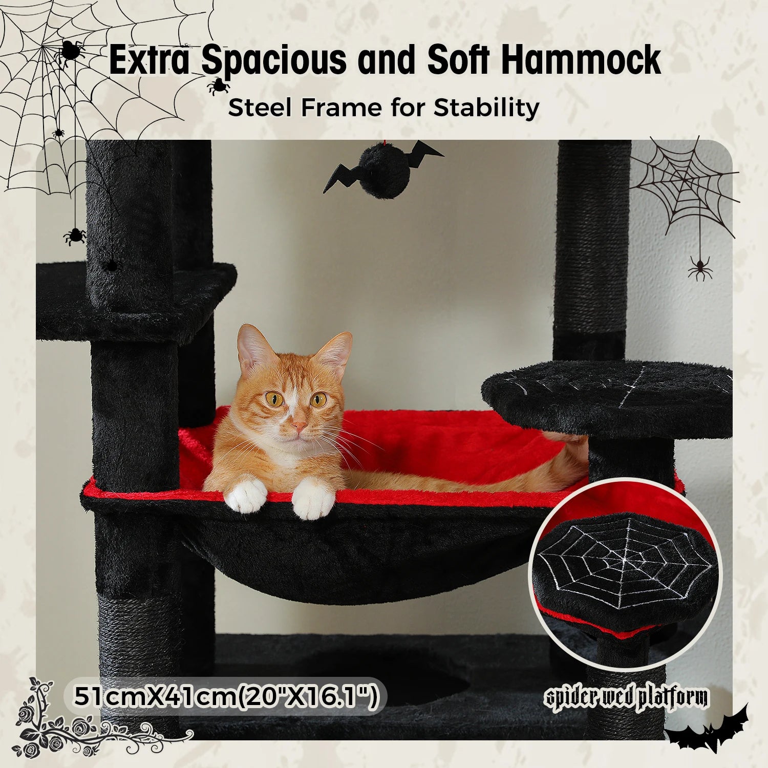 184cm Large Cat Tree Tower with Hammock, Scratching Posts & Condos