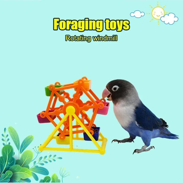 Colorful Rotating Windmill Bird Foraging & Training Toy