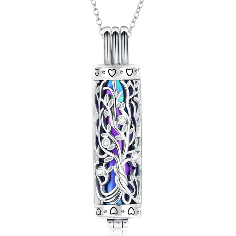 Tree of Life Cylinder Urn Necklace – Memorial Ashes Keepsake Jewelry