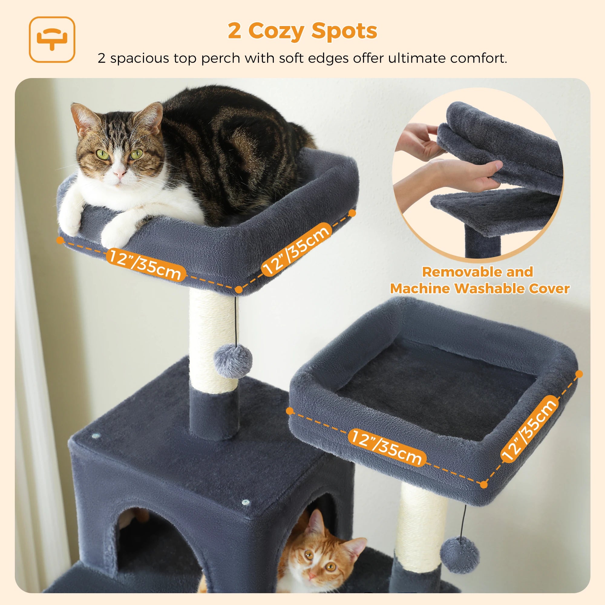 184cm Large Cat Tree Tower with Hammock, Scratching Posts & Condos