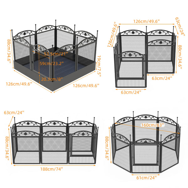8-Panel Heavy Duty Dog Playpen – Indoor/Outdoor Metal Puppy Fence with Waterproof Whelping Pad