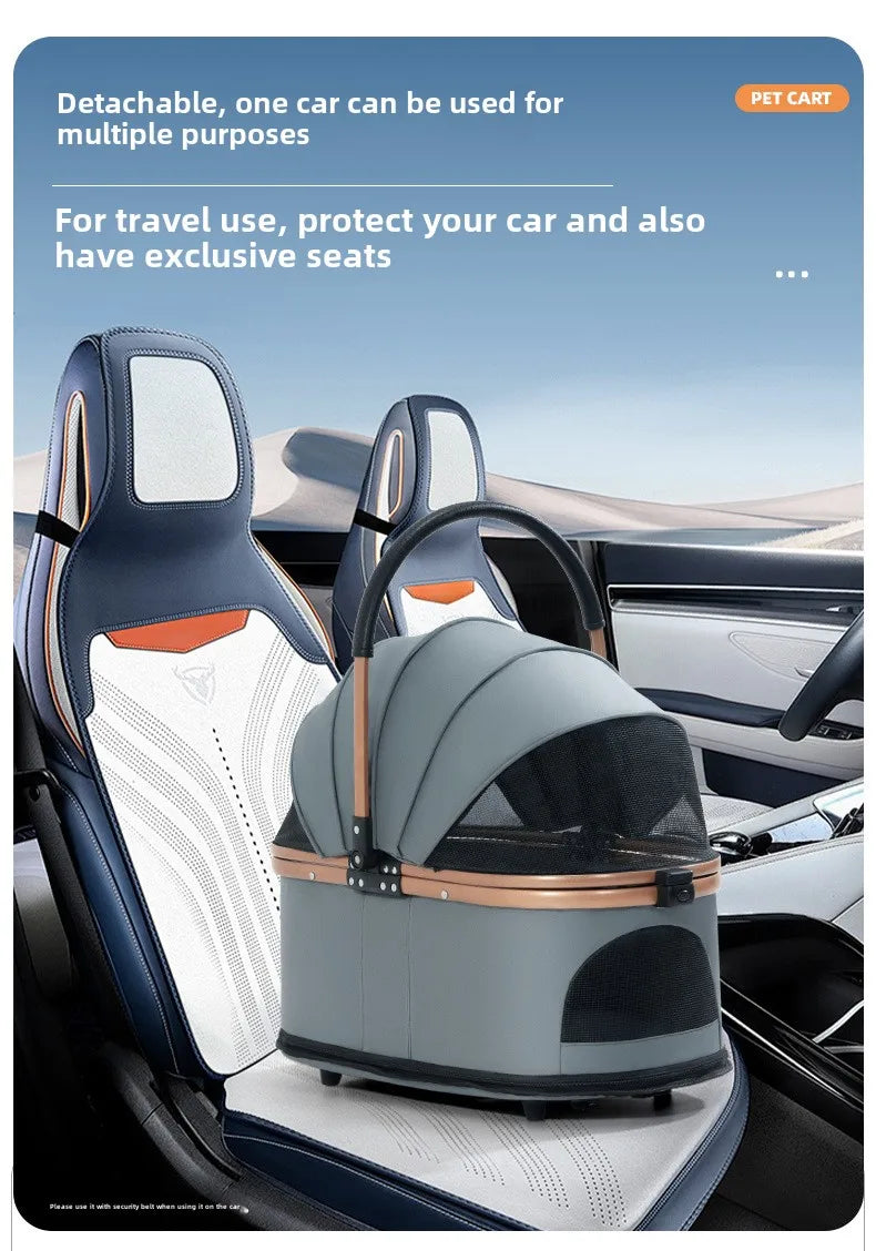 3-in-1 Folding Pet Stroller with Detachable Carrier & Easy-Lock Canopy for Small & Medium Dogs, Cats (30lbs)