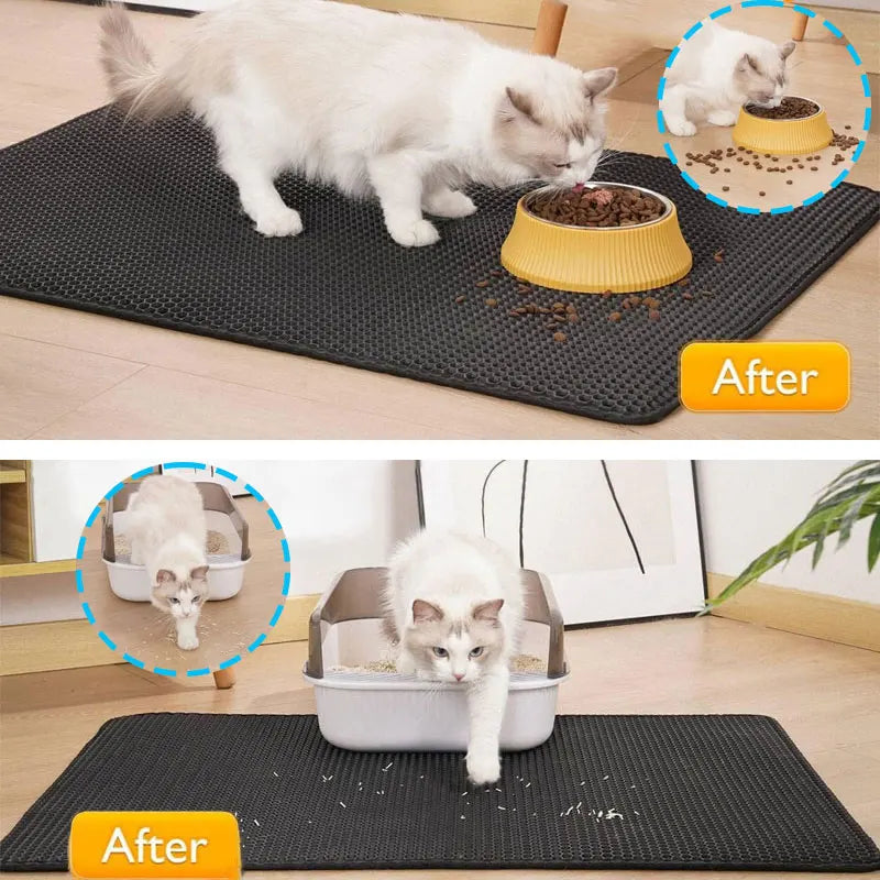 Waterproof Double-Layer Cat Litter Mat – Non-Slip, Easy-Clean Litter Trapping Pad for Cats