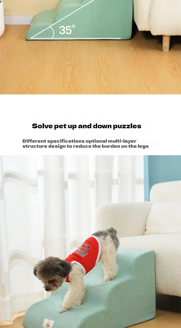 2/3 Step Memory Foam Pet Stairs with Washable Cover & Non-Slip Base