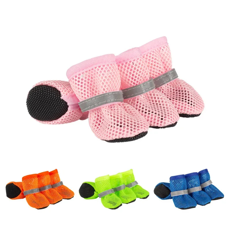 4pcs Non-Slip Breathable Dog Shoes for Small & Medium Pets