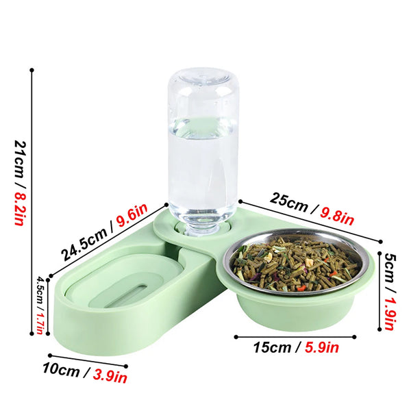 All-in-One Raised Food Bowl & Water Dispenser for Small Pets