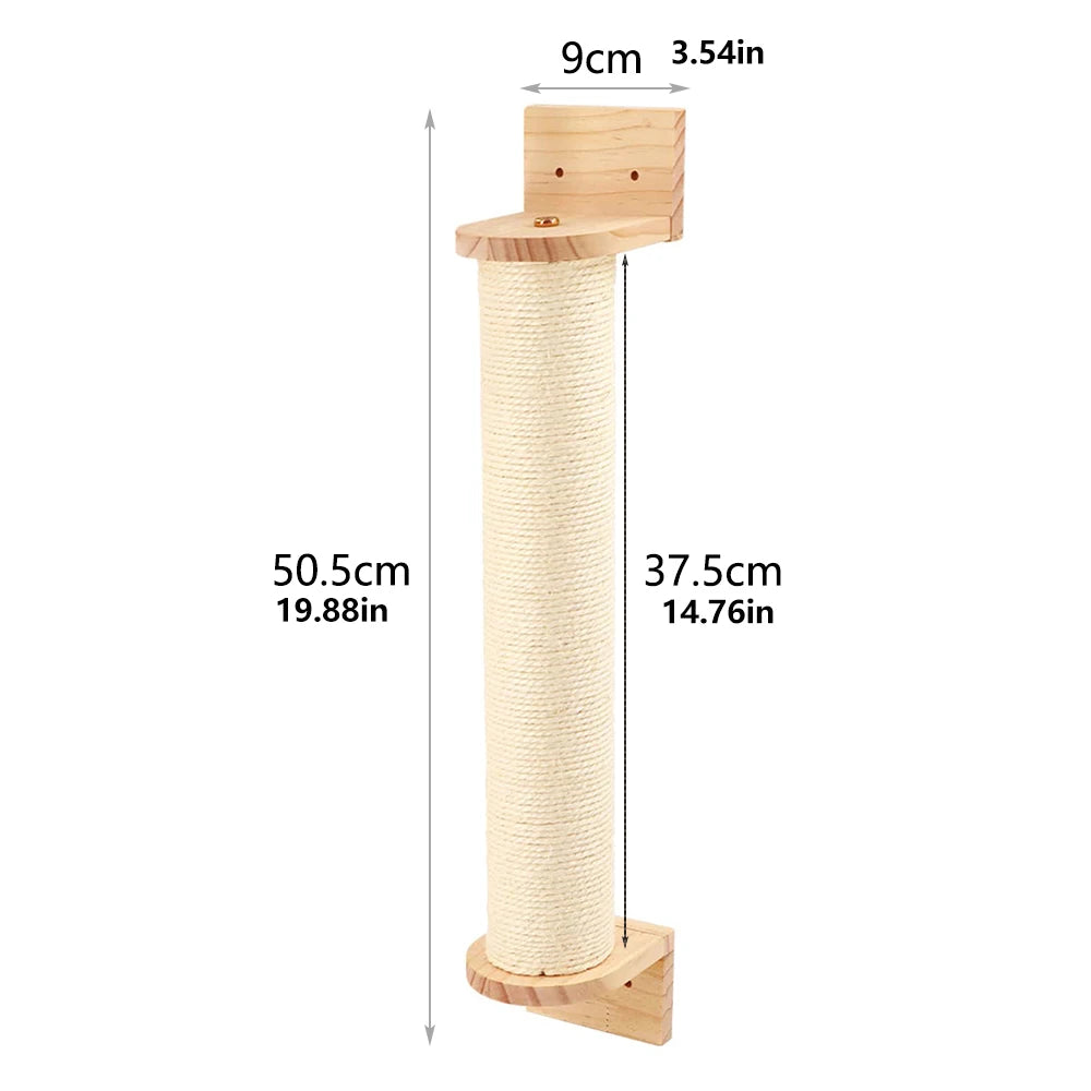 Wall-Mounted Cat Climbing Shelves with Scratching Post & Steps