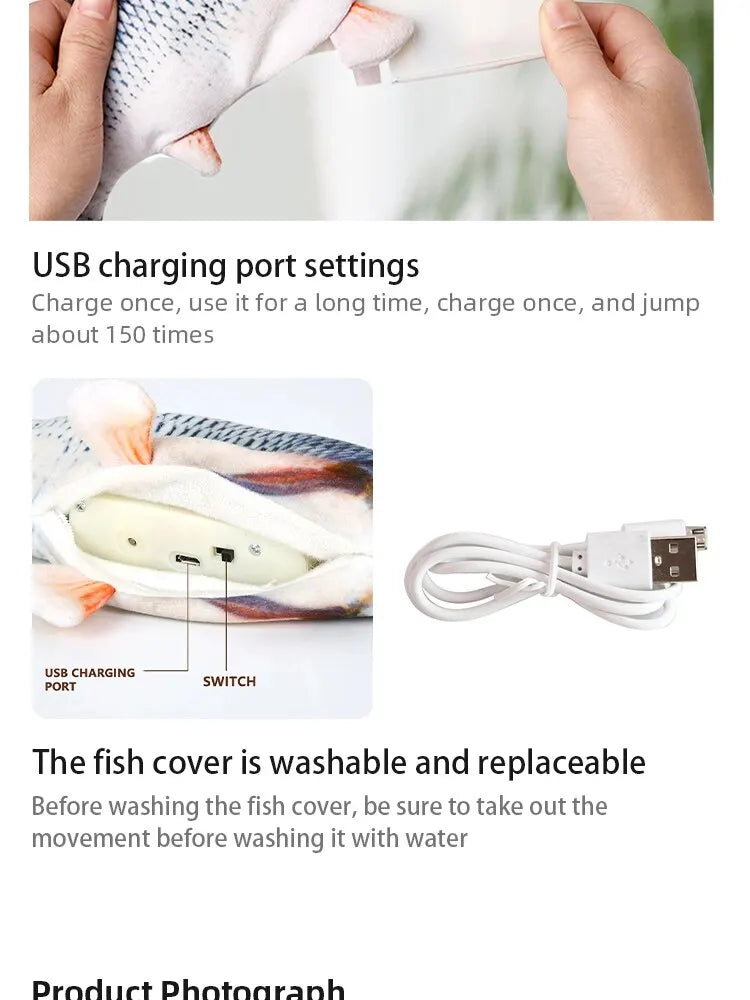 USB Rechargeable Floppy Fish Pet Toy
