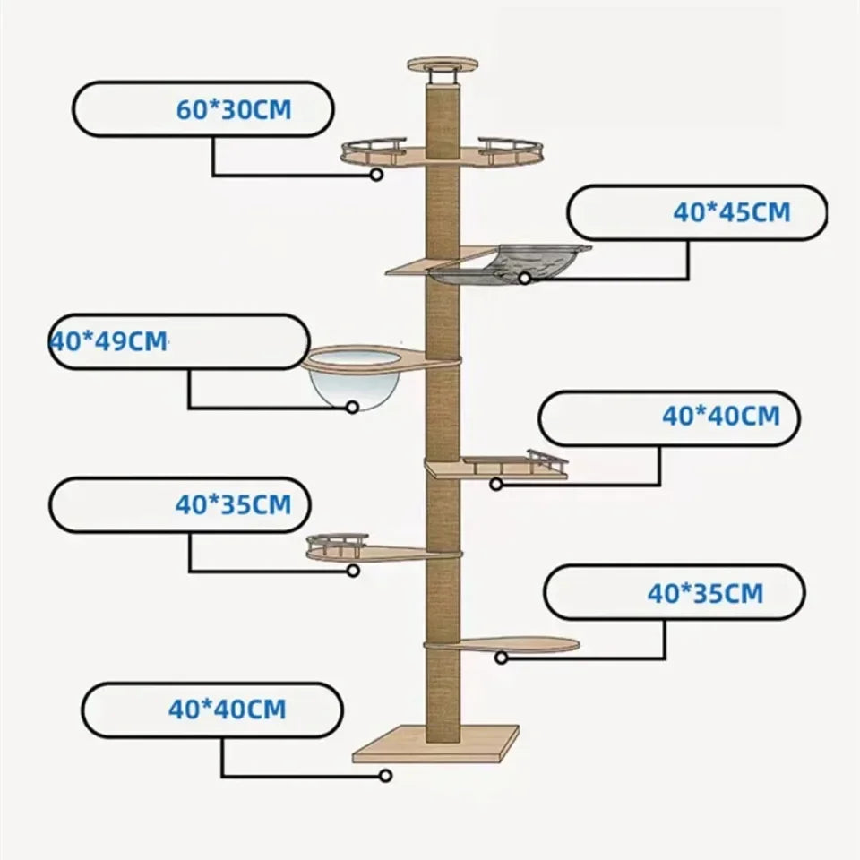 Solid Wooden Multilayer Cat Tree Tower & Climbing Frame