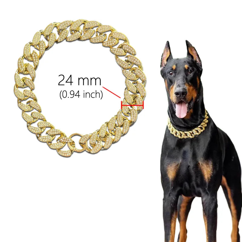 Diamond Inlay Dog Collar Chain –  Small, Medium & Large Dogs and Cats