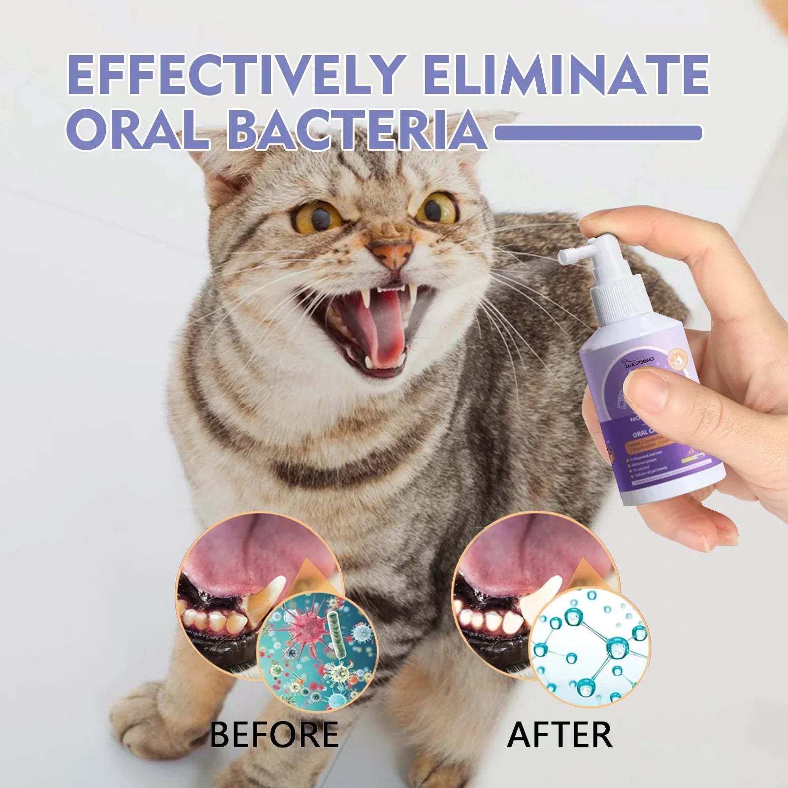 Pet Oral Cleanse Spray for Dogs & Cats, Breath Freshener & Tartar Remover