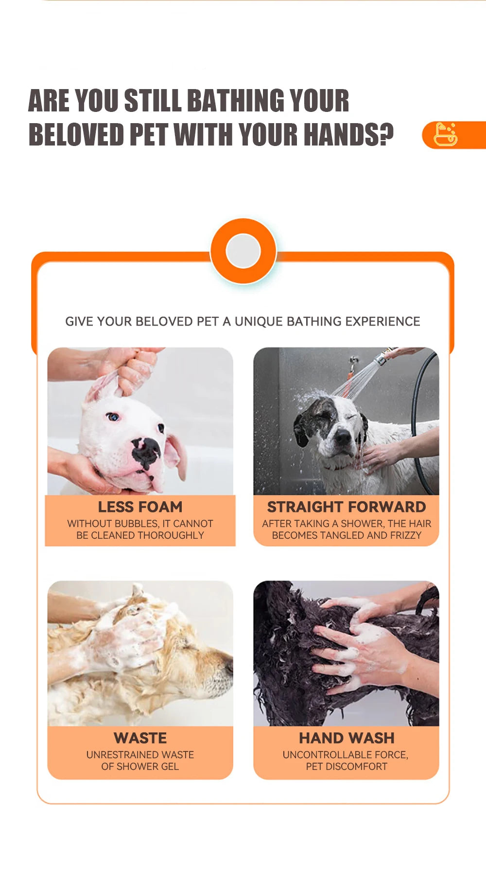 Dog & Cat Bath Brush — Silicone Grooming Tool with Shampoo Dispenser