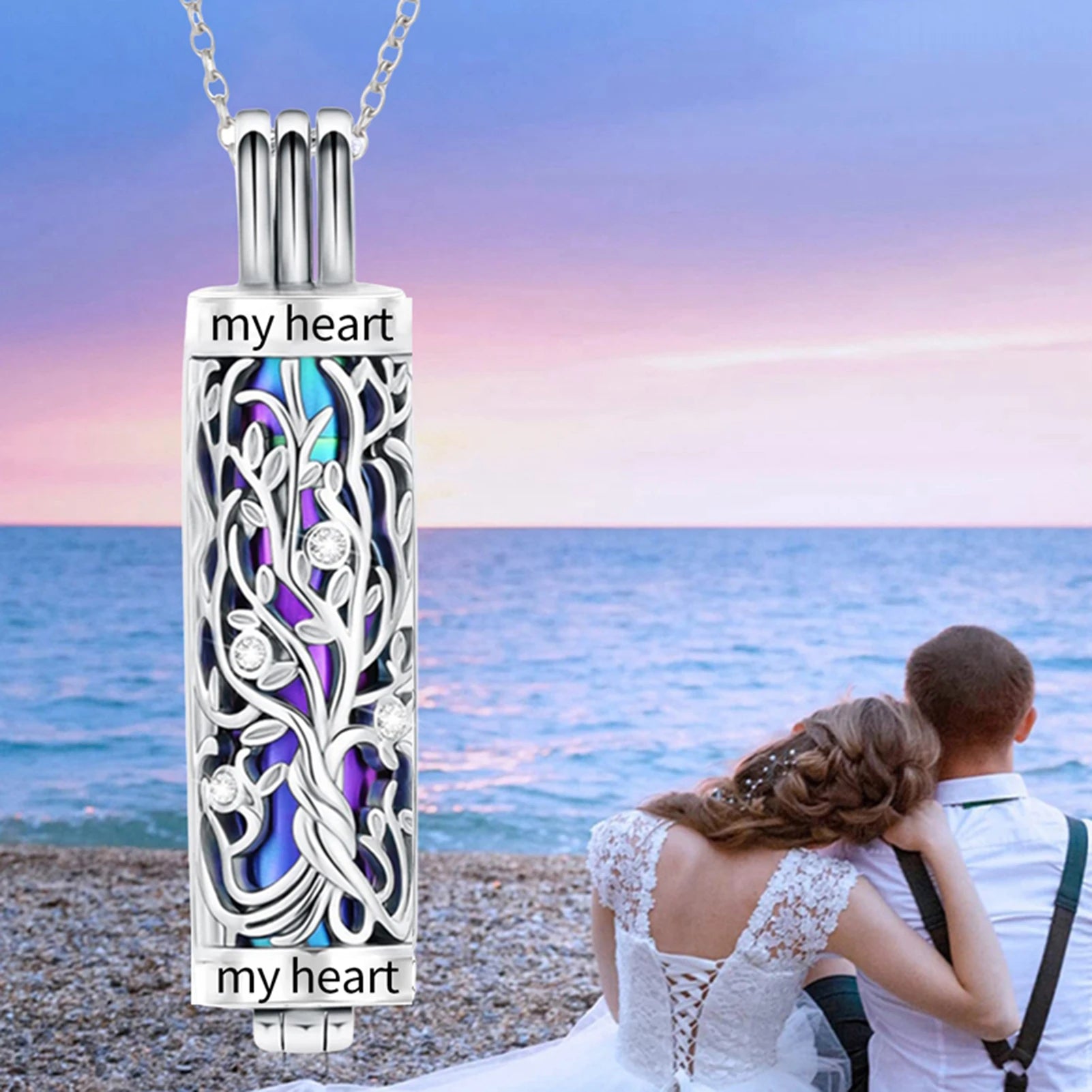 Tree of Life Cylinder Urn Necklace – Memorial Ashes Keepsake Jewelry