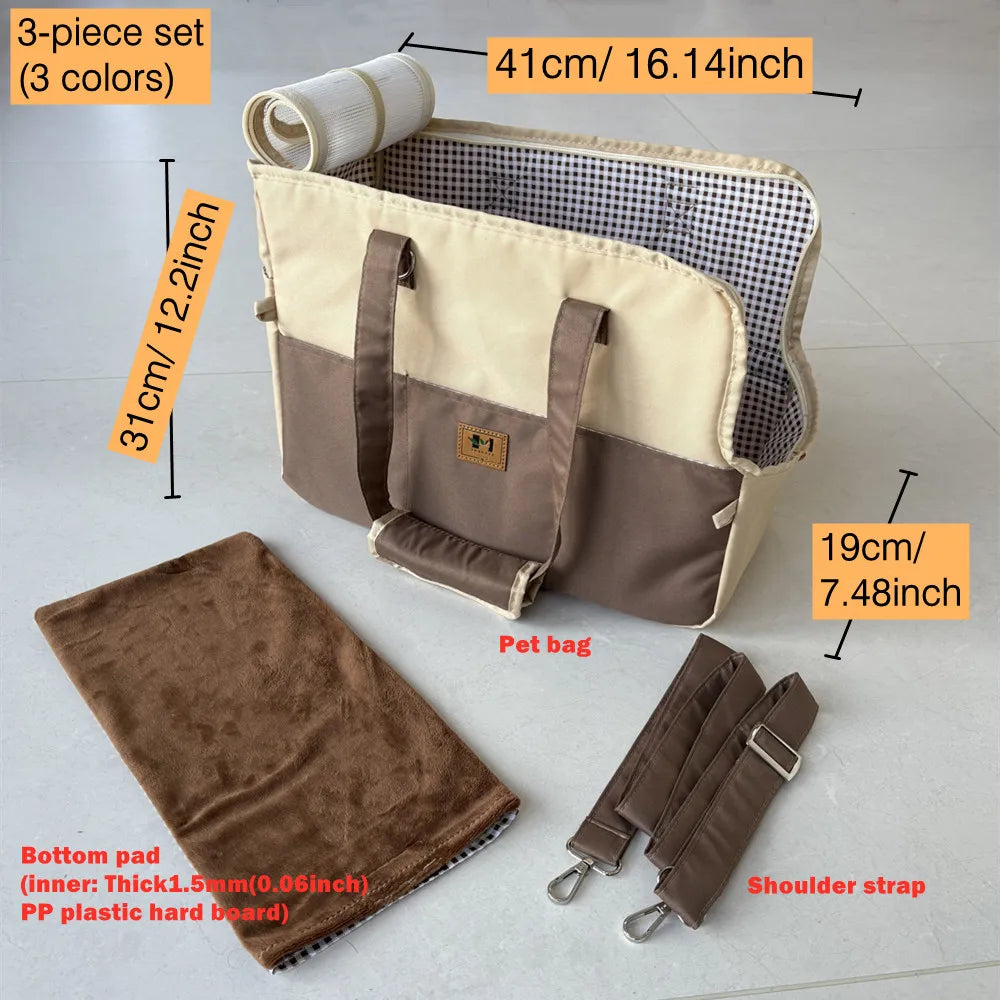 Dog Car Booster Seat & Pet Carrier Bag for Small Dogs and Cats, with Pad and Safety Straps