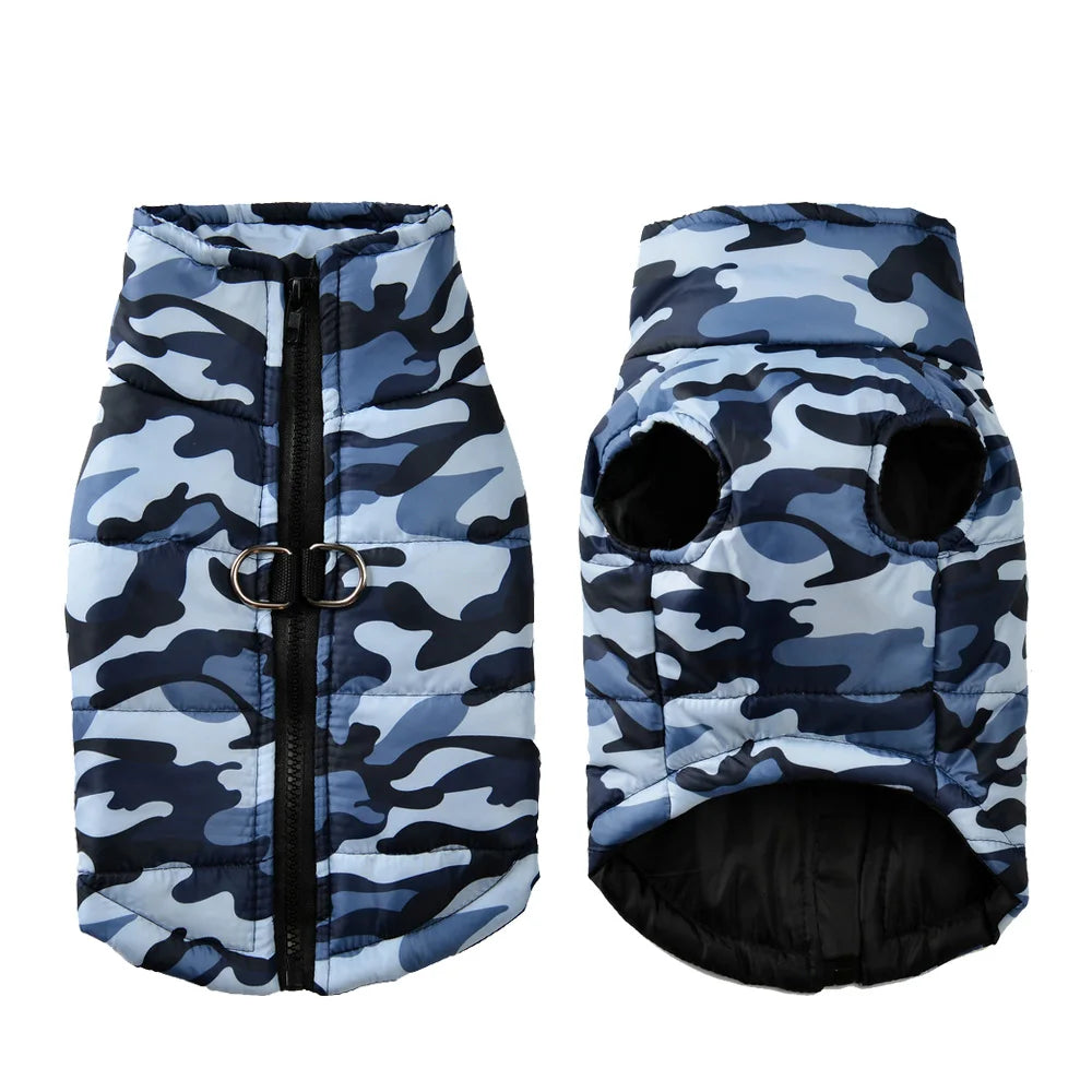 Waterproof Winter Dog Coat, Camouflage Warm Jacket for Large Dogs & Puppies