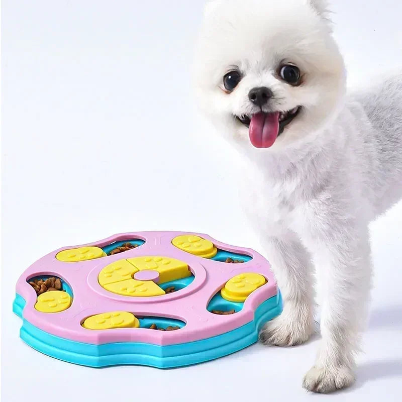 Interactive Dog Puzzle Slow Feeder Toy, IQ Training Food Dispenser Bowl for Dogs & Cats