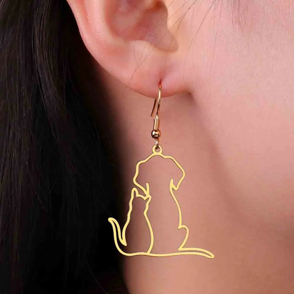 Hugging Puppy & Kitten Pendant Necklace for Pet Lovers