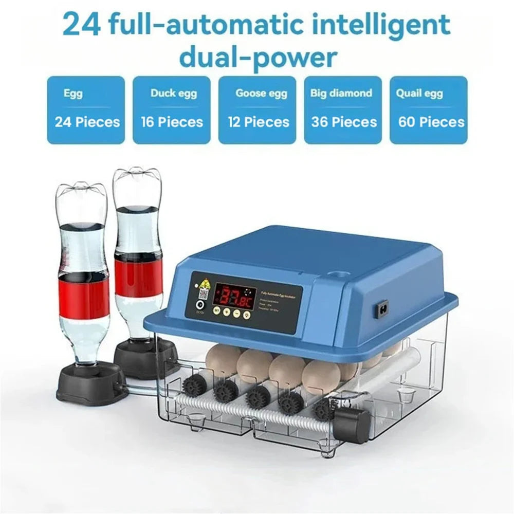 12/15/24 Egg Automatic Poultry Incubator with Waterbed & Temperature Control