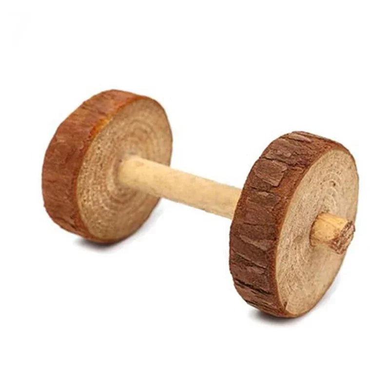 Natural Wooden Rabbit Roller & Chew Toys for Small Pets