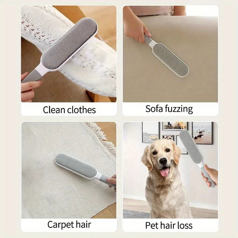 Double-Sided Pet Hair Remover Brush, Manual Lint Cleaner for Furniture & Clothing