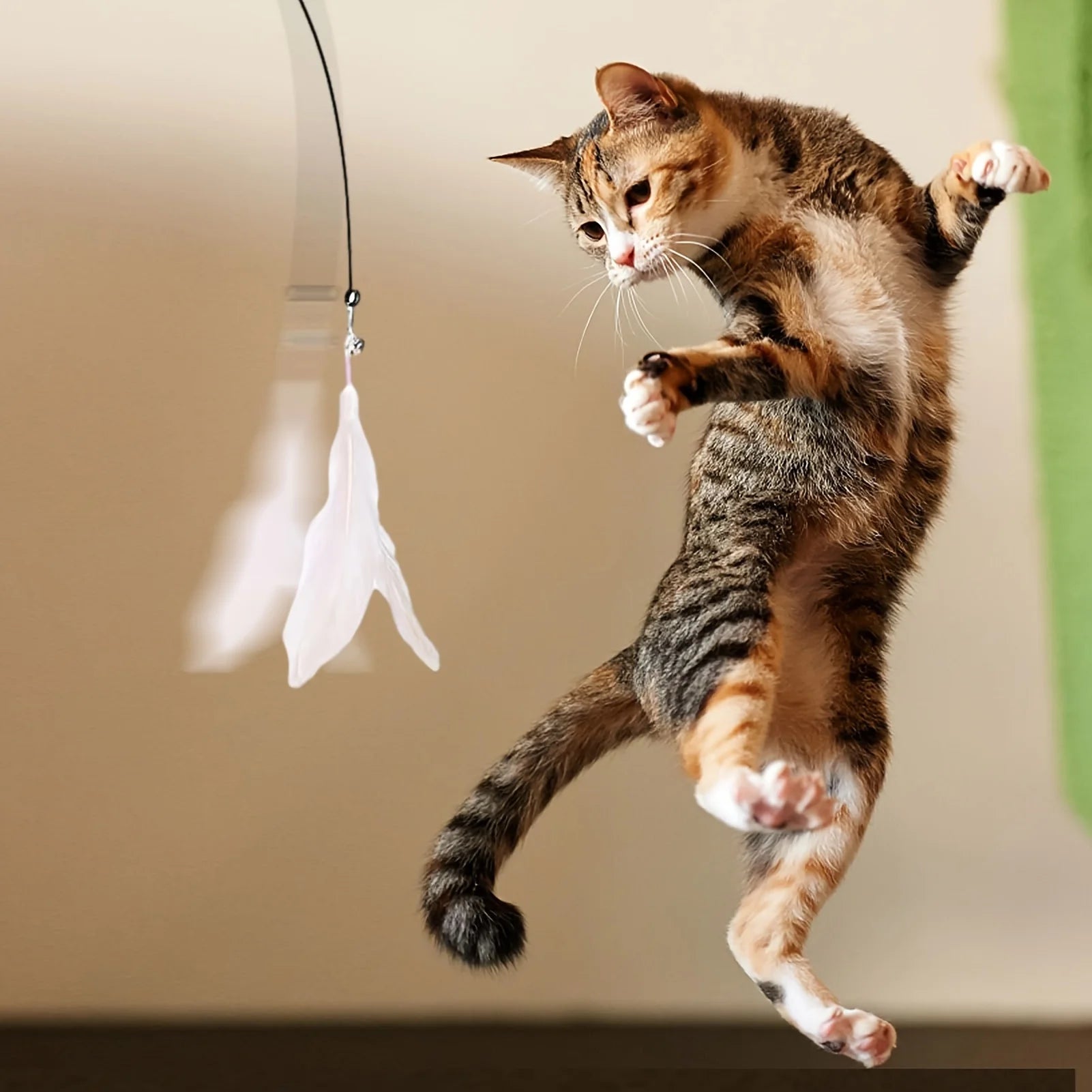 Interactive Cat Teaser Toy with Bell & Feather
