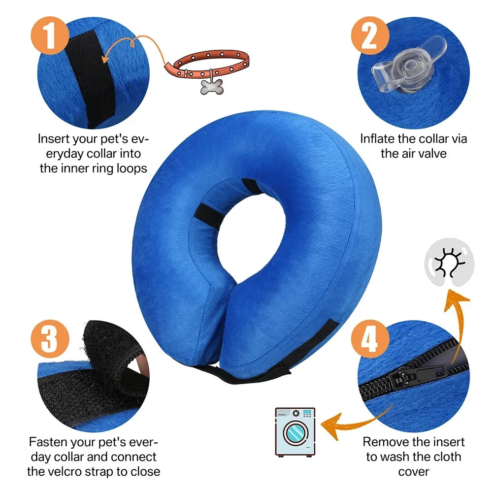 Protective Inflatable Dog Recovery Collar – Soft Pet Cone for Dogs and Cats