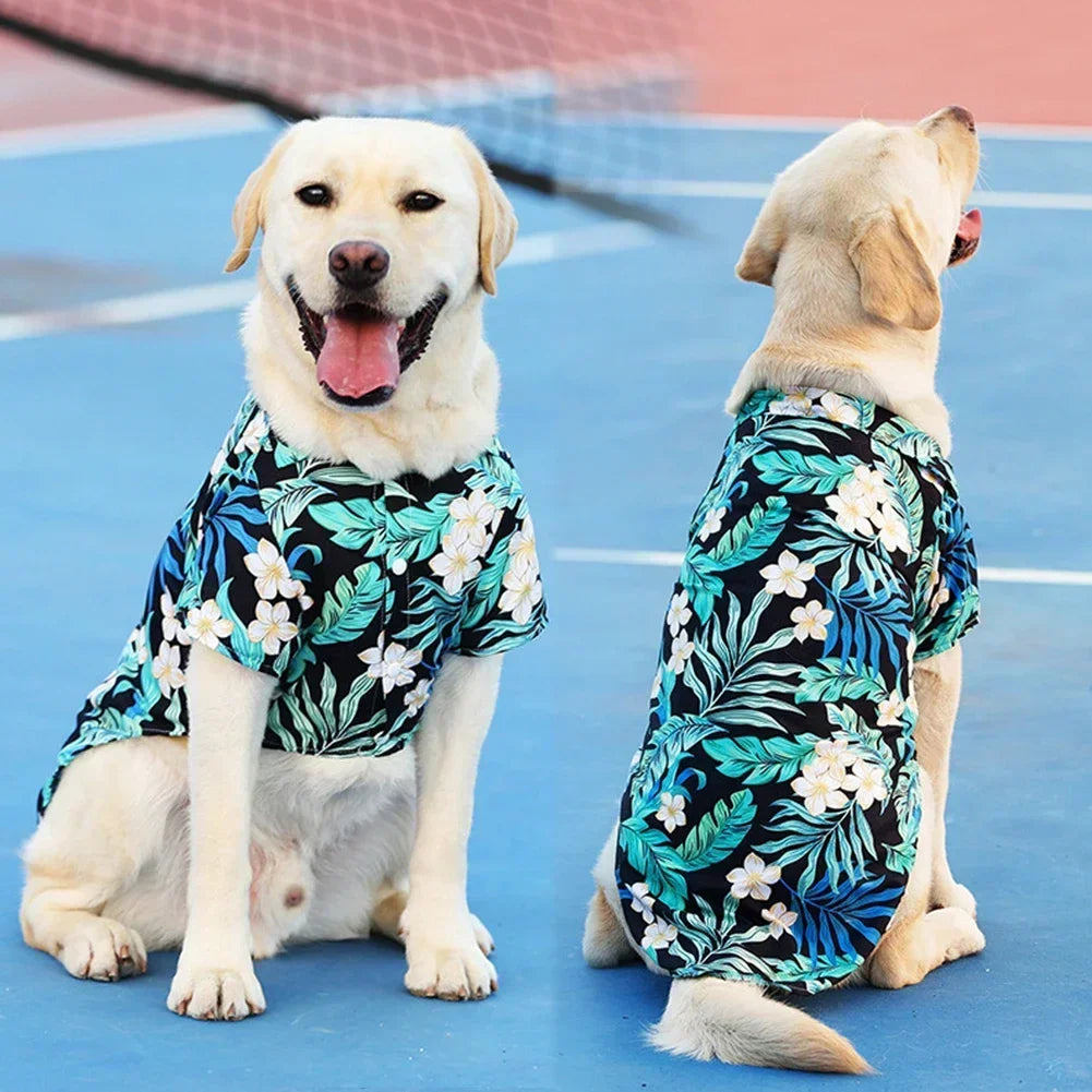 Hawaiian Style Summer T-Shirt for Medium & Large Dogs, XL–5XL Printed Pet Shirt