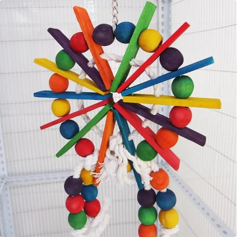 Color Wood Rope Bird Cage Accessory