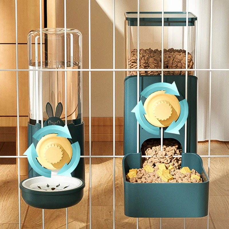 Automatic Hanging Pet Feeder with Water Bottle & Food Dispenser