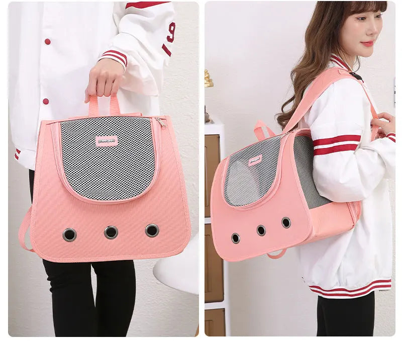 Foldable Portable Cat Backpack, Breathable Double Shoulder Pet Carrier for Cats & Small Dogs