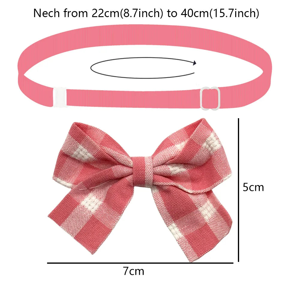 50/100pcs Adjustable Plaid Bow Ties for Small Dogs & Cats