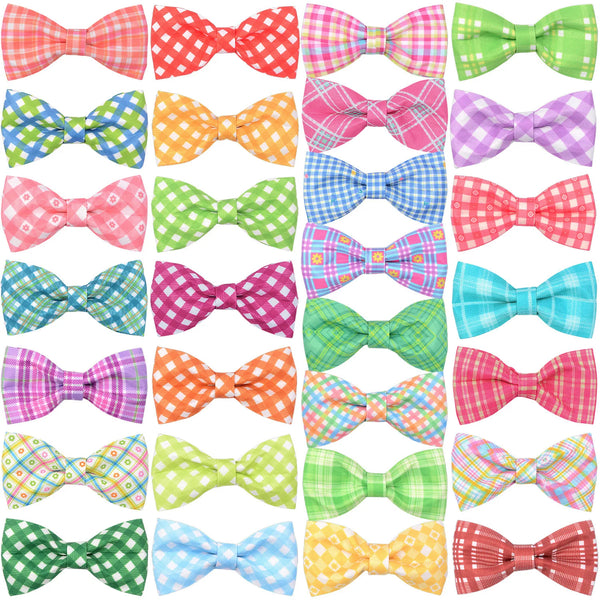 50/100pcs Removable Spring Plaid Dog Bowties