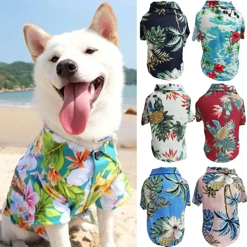 Hawaiian Style Summer Dog Shirt, Beachwear for Small & Medium Dogs, Puppies, and Cats