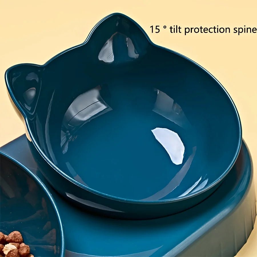 3-in-1 Tilted Pet Bowl Set with Gravity Water Feeder