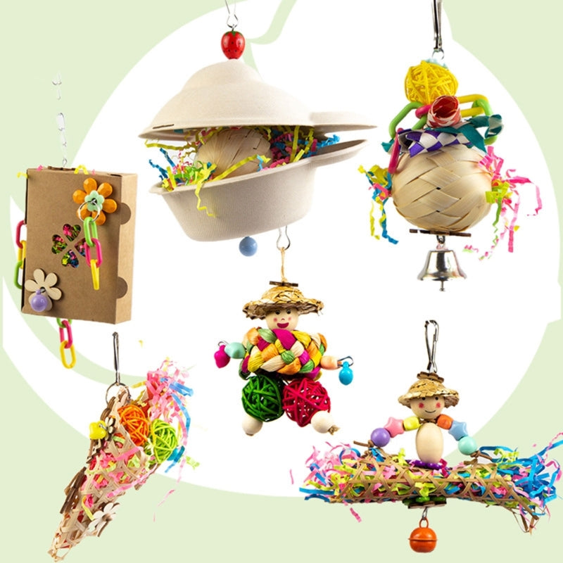 Rattan & Paper Molar Toy for Small Parrots