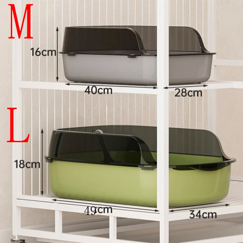 Semi-Enclosed High-Sided Cat Litter Box with Splash Guard