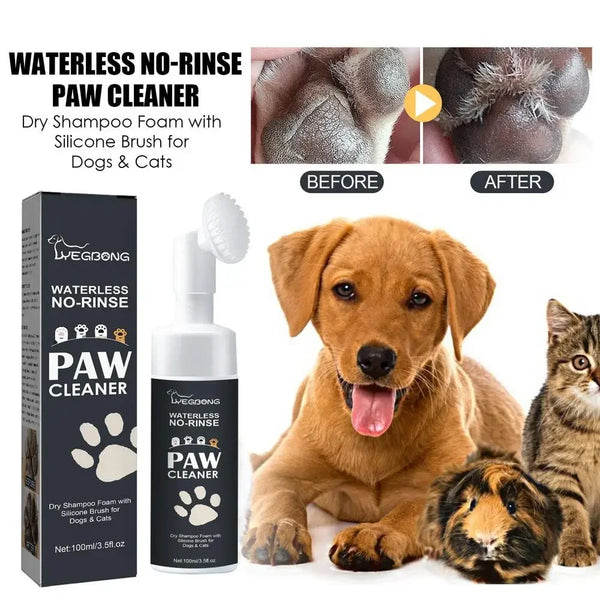 Pet Paw Cleaner Foam – Waterless Dog & Cat Paw Shampoo with Brush