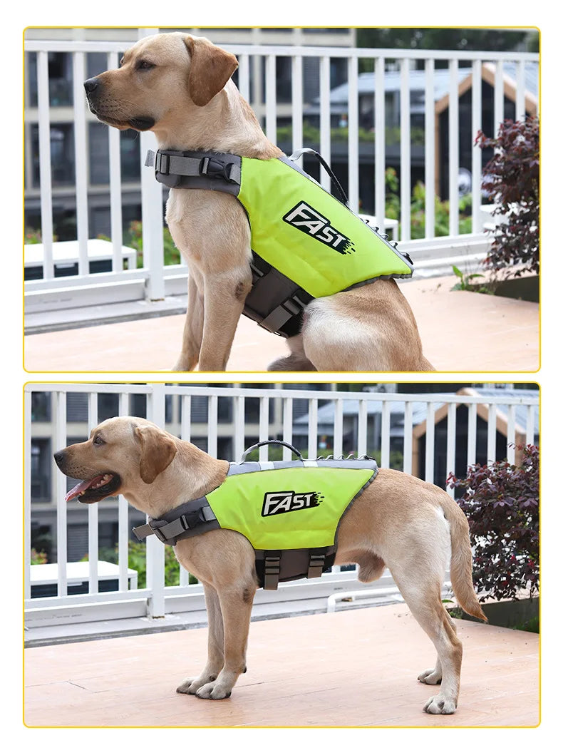 Adjustable Dog Life Jacket, Reflective Pet Safety Vest for Swimming & Boating