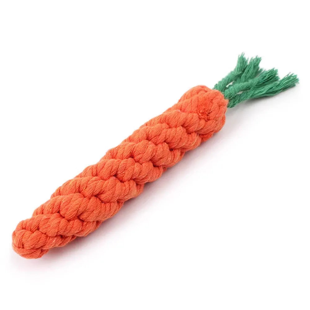 Carrot Rope Dog Chew Toy, Durable Braided Cotton Bite Toy for Puppies & Dogs