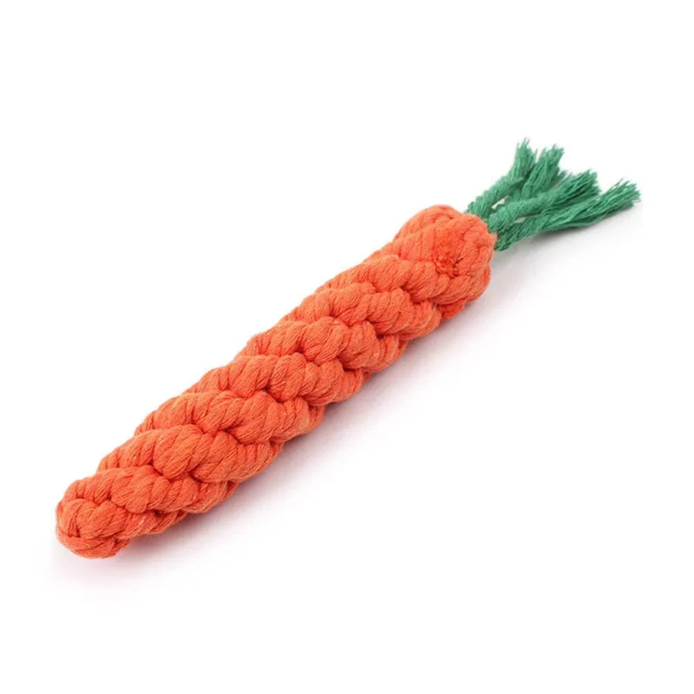 Carrot Rope Dog Chew Toy, Durable Braided Cotton Bite Toy for Puppies & Dogs