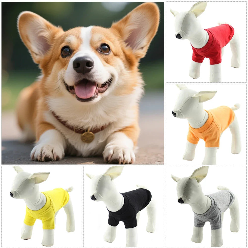 Solid Color Summer Dog T-Shirt Vest, Breathable Cotton for Dachshunds