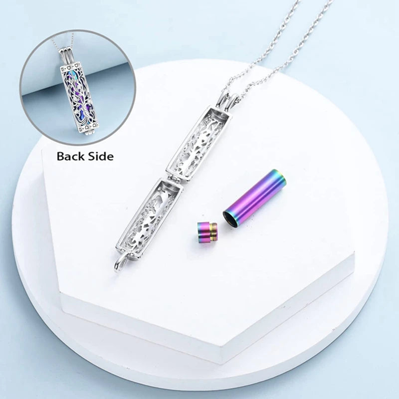 Tree of Life Cylinder Urn Necklace – Memorial Ashes Keepsake Jewelry