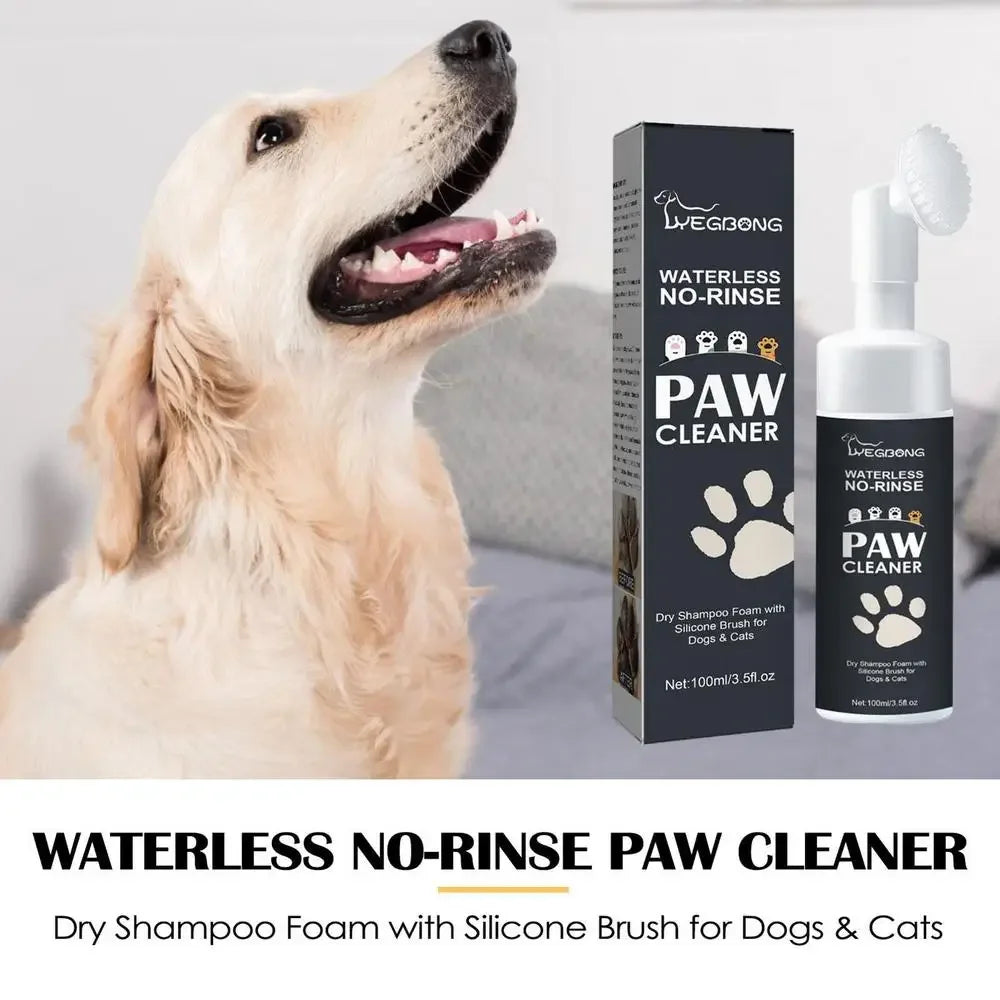 Pet Paw Cleaner Foam – Waterless Dog & Cat Paw Shampoo with Brush