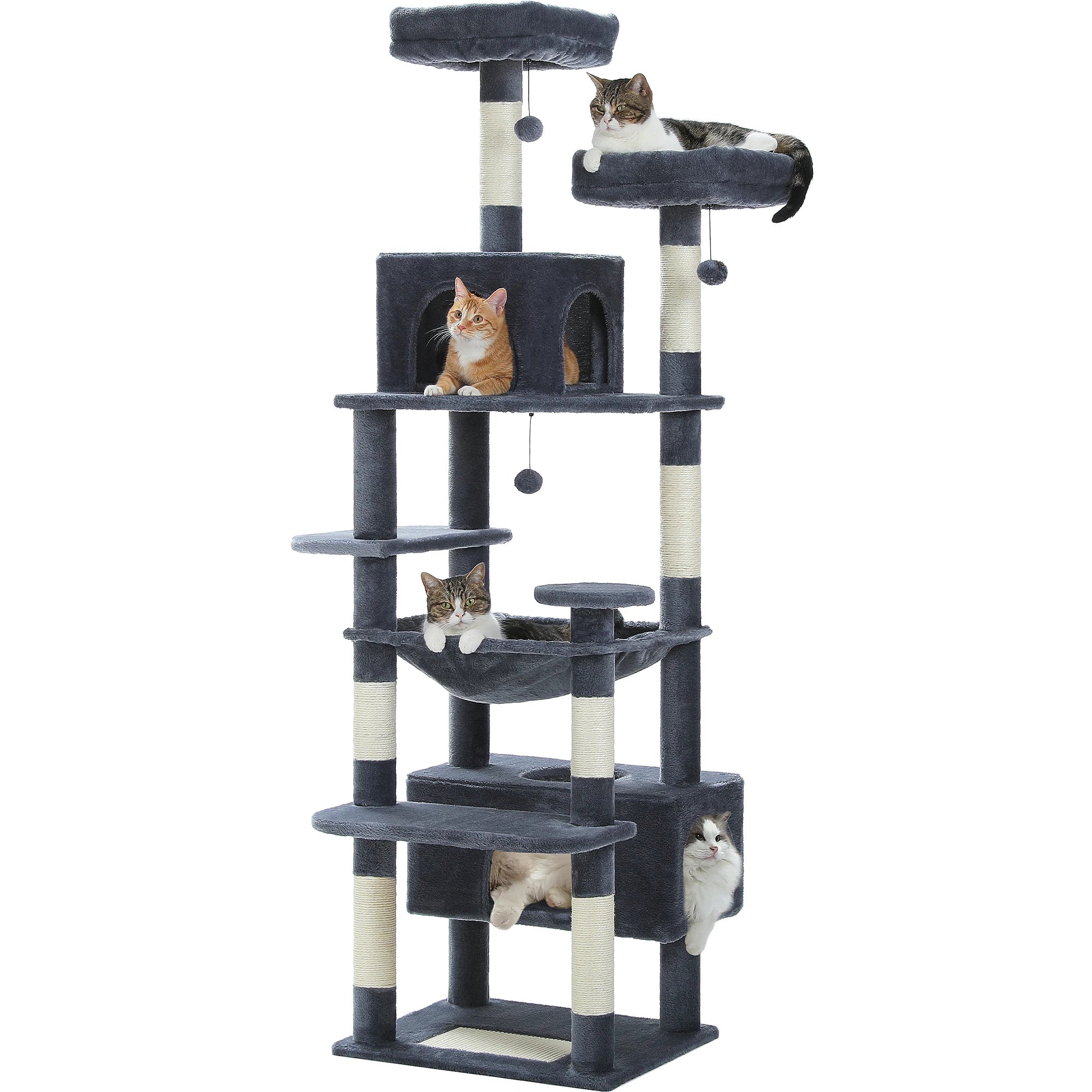 184cm Large Cat Tree Tower with Hammock, Scratching Posts & Condos